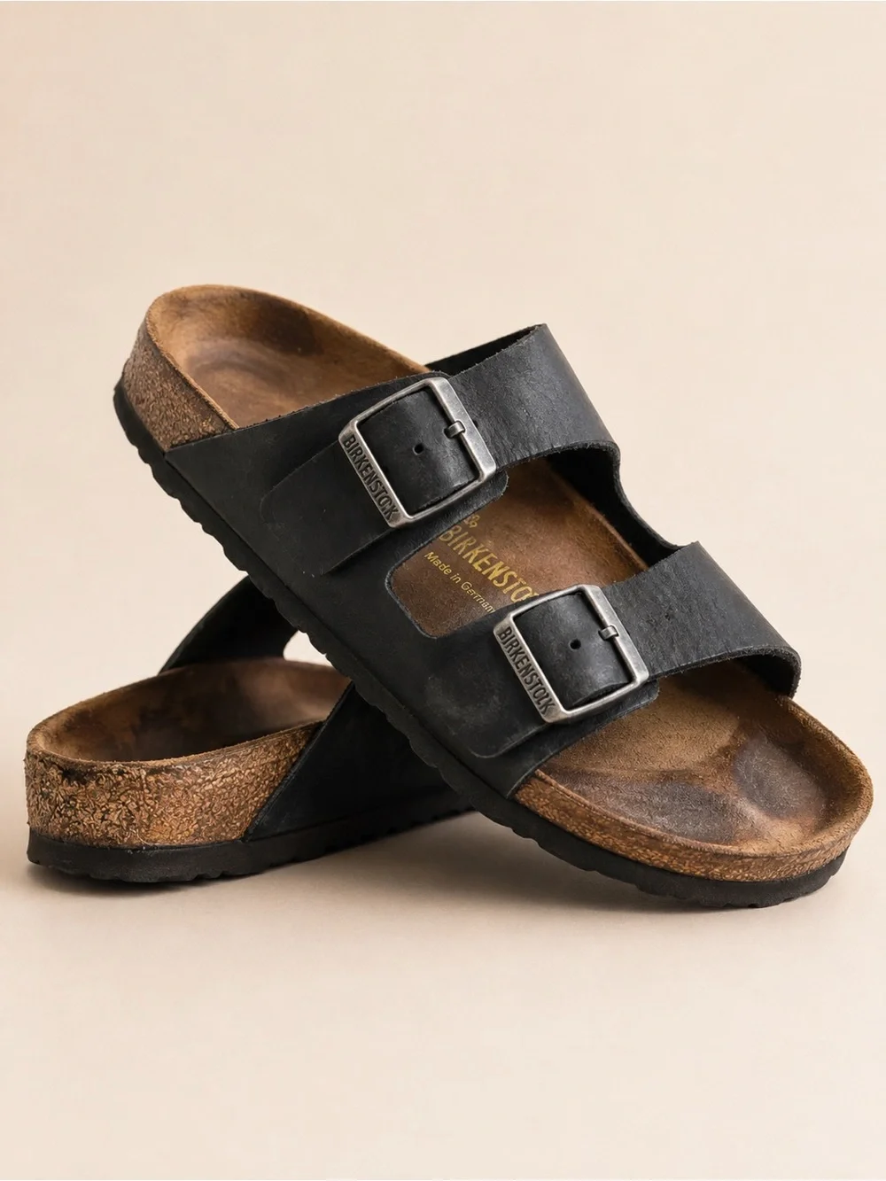 Birkenstock Arizona Black Leather Double Strap Sandals EU 43 US Men’s 10/10.5